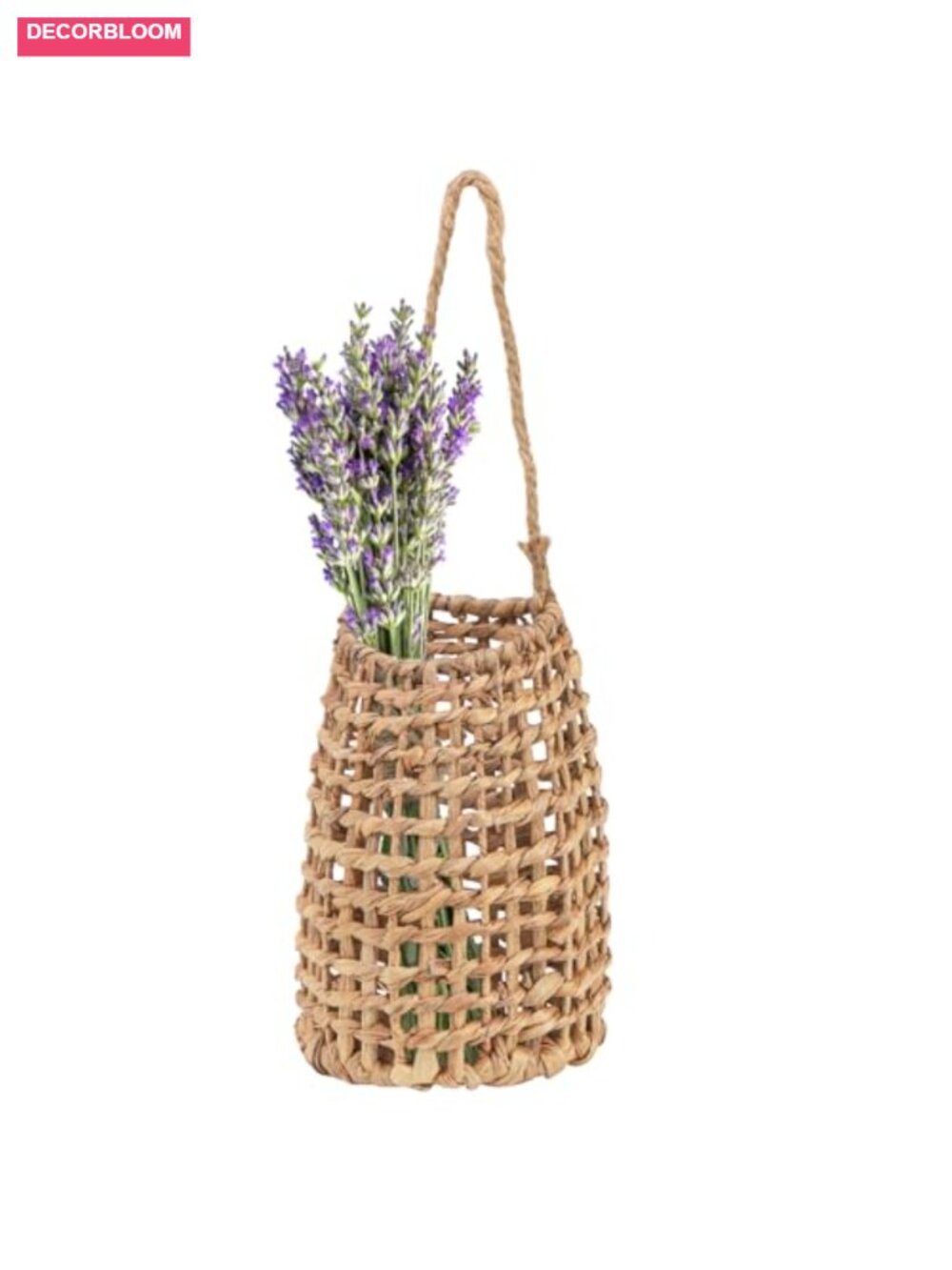 Handwoven Water Hyacinth Hanging Wall Basket Boho Storage Plant Holder